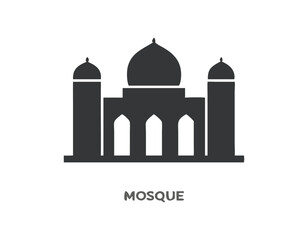Black Silhouette Mosque Vector Icon Set for Islamic Architecture and Religious Design Projects