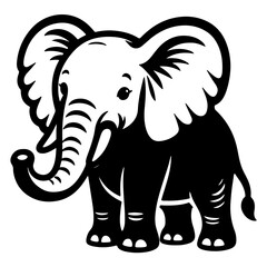 Elephant with Trunk Up SVG Outline