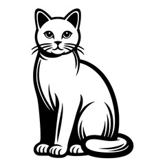 Obraz premium Cat Sitting Line Art SVG