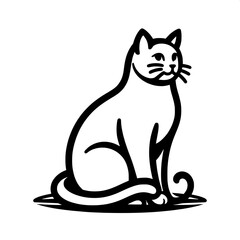Cat Sitting Line Art SVG