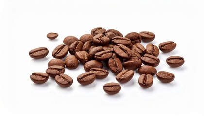 Close-up of aromatic brown coffee beans spread randomly, perfect for advertising, cafe menus, or packaging design.