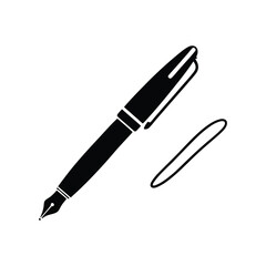 Pen Vector Silhouette Icon for Writing Office Design