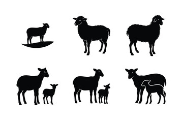 Obraz premium sheep silhouette bundle design