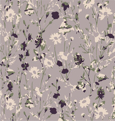 Floral seamless pattern with big flowers and Vector illustration.seamless floral watercolor pattern with garden pink, flowers roses, leaves, branches. Botanic tile, background.