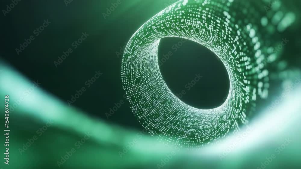 Aufkleber digital ring: a captivating digital ring, constructed of meticulously arranged data points, spirals 