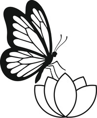 Butterfly on flower vector illustration