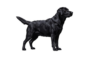 Detailed Vector Drawing of a Black Labrador Pet Dog