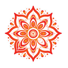 Abstract Floral Ornament with Circular Vector Flower Design