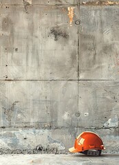 construction helmet and concrete wall