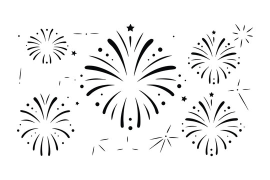 Firework Silhouette Vector Icons for Celebration Design, Festival Illustration, and Party Art 