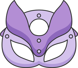 leather cat mask, adult sex toy, accessories for bdsm sex games, linear black and violet purple icons, doodle and sketch style, hand drawing