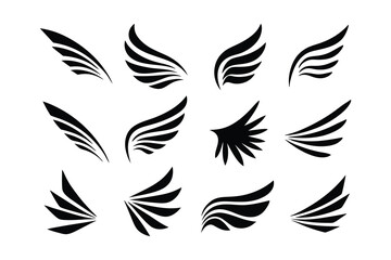 Wing Silhouette Vector Icons for Tattoo Design, Fantasy Illustration, and Decorative Art