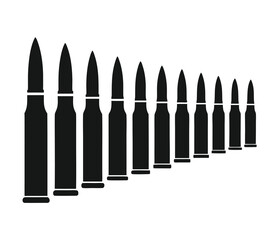 Ammunition Silhouette Vector Icons for Military Design, Weapon Illustration, and Tactical Graphics 