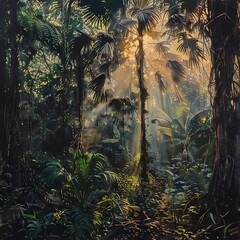 sunset in the forest