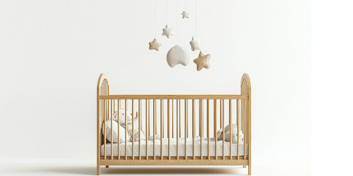 Baby Crib with Hanging Mobile

