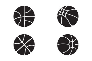 Obraz premium Basketball Silhouette Vector Icons Collection on White Background
