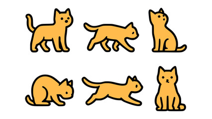 Fototapeta premium Set of playful orange cats in various poses, depicting different activities and expressions
