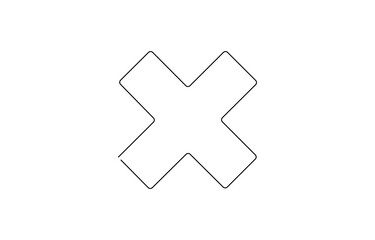 Vector illustration of Pink letter x from alphabet set, isolated on white background black and white drawing, Continuous line cross icon. One line icon. 