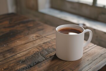 cup of coffee on wooden table