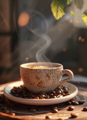 cup of coffee with beans