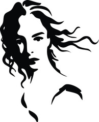 Mysterious feminine figure abstract portrait illustration