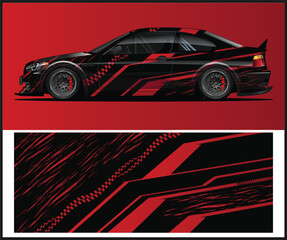Obraz premium Black and Red Race Car Wrap Design Template