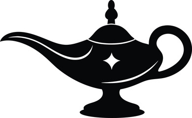 Arabic dream magic lamp icon silhouette, magic lamp vector