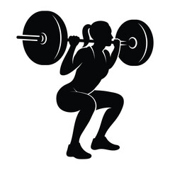 Woman fitness workout exercise, lifting a heavy weight barbell. Female bodybuilder doing exercise in the gym center.