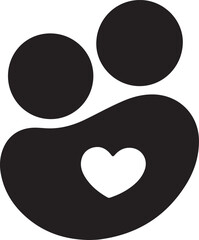 Hugging silhouette with heart vector illustration