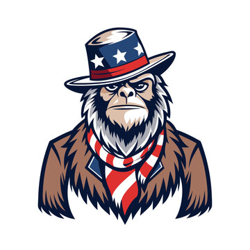 Vector clip art of cowboy hat with bigfoot, overlay scarf Top Hat.