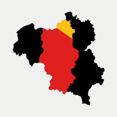Belgian community map with flag colors