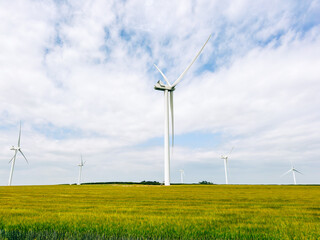 wind turbine on a green field