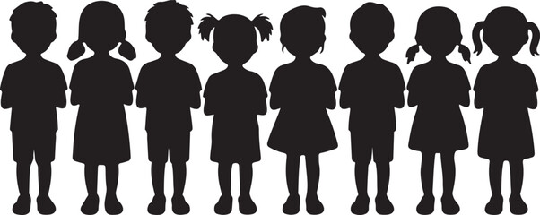 Kids standing in school line vector illustration