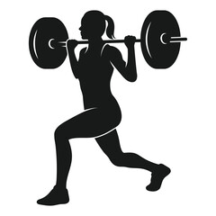 Female weightlifter silhouette. Athletic woman fitness or exercise vector on white background.