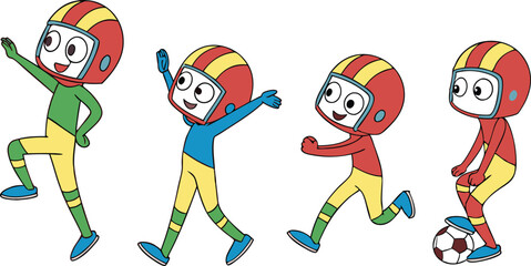 Cartoon Football Characters in Colorful Style. Fun Football Mascot Characters Collection. Playful Football Players in Cartoon Design. Colorful Sports Characters for Football Themes. Cute Football