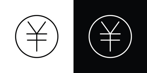 Yen icon design. simple stroke line vector icon set
