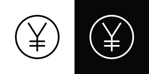 Yen icon design. simple stroke line vector icon set