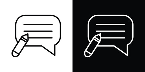 Write comment icon design. simple stroke line vector icon set