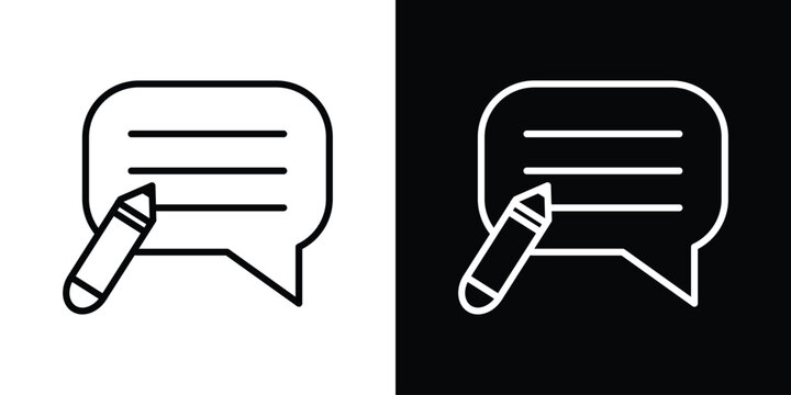Write comment icon design. simple stroke line vector icon set