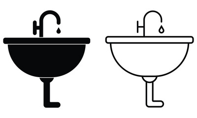 Basin icon vector design. Silhouette of  wash-hand basins symbol and sign. Basin sinks vector illustration.