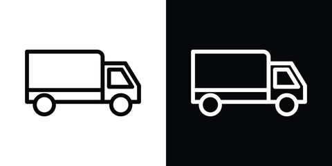 Van icon design. simple stroke line vector icon set