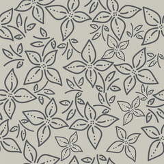 Elegant seamless floral pattern with fall flowers. Repeatable botanical background. Flat vector illustration