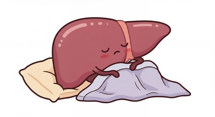 Cartoon liver character sleeping