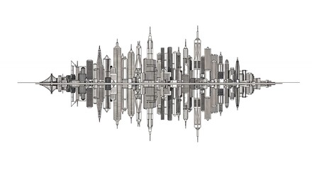 Naklejka premium City skyline waveform design