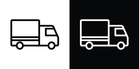 Truck icon design. simple stroke line vector icon set