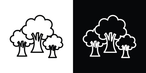 Trees icon design. simple stroke line vector icon set