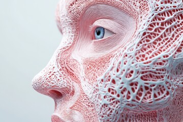 A realistic 3D model of skin structure with detailed layers, 3D model depicting the intricate layers of skin structure
