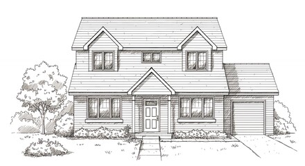 Fototapeta premium Single family home exterior drawing
