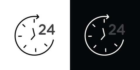Time twenty four icon design. simple stroke line vector icon set