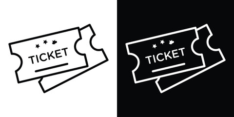 Ticket icon design. simple stroke line vector icon set